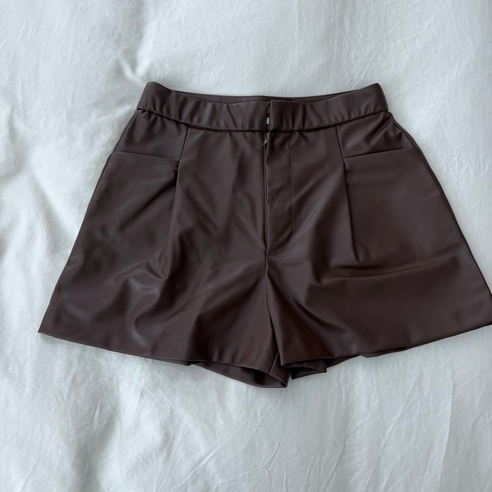 Zara leather shorts